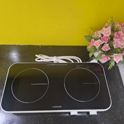 Bếp Điện Từ Đôi LocknLock EJI326WHT - Nhỏ Gọn, Mặt Kính, Khóa An Toàn, Hẹn Giờ - Hàng chính hãng