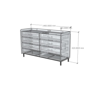 [Happy Home Furniture] LAVIA, Tủ lưu trữ 8 ngăn kéo - Chân sắt, 140cm x 45cm x 82cm ( DxRxC), THK_156