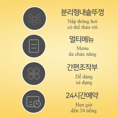 Nồi cơm điện đa chức năng Daewoo DWRC-Y201 1L lòng nồi phủ Ceramic, với 7 chế độ nấu -Hàng chính hãng