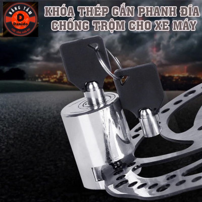 Khóa thép phanh đĩa xe máy chống trộm, khoá phanh đĩa chất liệu 100% thép nguyên khối cho moto, xe máy, xe đạp D Danido