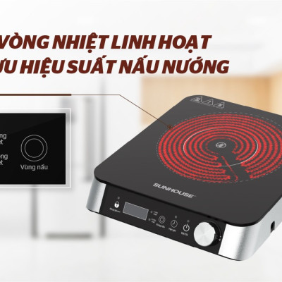 BẾP HỒNG NGOẠI HAI VÒNG NHIỆT SUNHOUSE SHD6024 - Hàng Chính Hãng