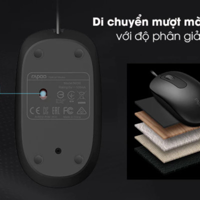 [ Hàng Chính Hãng ] Chuột Rapoo N200 - Kết nối USB - Bảo hành 24 tháng