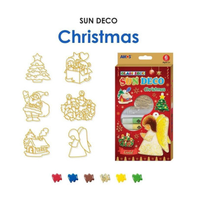 Hộp Bút vẽ trang trí trên kính nhập khẩu Hàn Quốc AMOS Sundeco Christmas SD10P6-CH - Chủ đề Noel