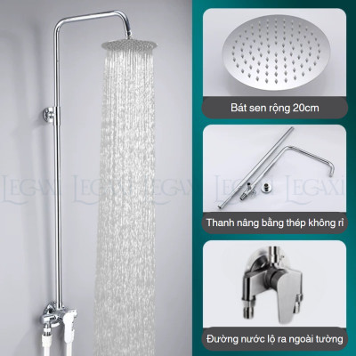 [ĐẤU NỔI] Bộ Vòi Sen Tắm Đứng Nóng Lạnh Đấu Nổi, Lắp Đặt Được Ngoài Trời, Làm Bằng Thép Không Rỉ, Lắp Đặt Dễ Dàng
