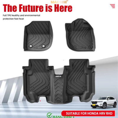 Thảm lót sàn ô tô (sd4) 1 lớp cao cấp dành cho xe Honda HRV 2023+ (sd4) nhãn hiệu Macsim chất liệu TPE màu đen
