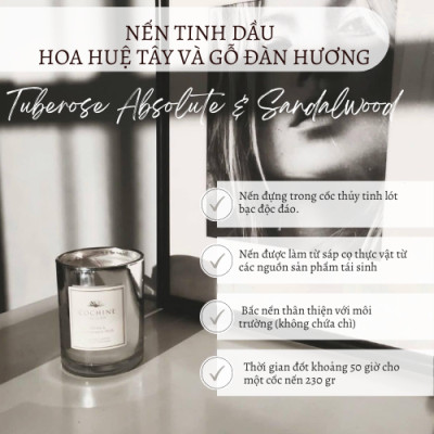 Nến thơm tinh dầu Cochine Saigon hương hoa huệ tây và gỗ đàn hương.