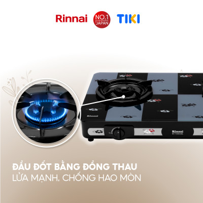 Bếp gas dương Rinnai RV-715Slim(GL-Pe) mặt bếp kính và kiềng bếp men - Hàng chính hãng.
