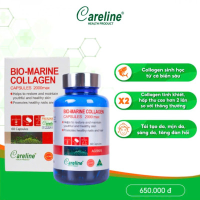Viên bổ sung Collagen Careline Bio Marine Collagen 2000Mg 60 viên chống lão hoá giảm nếp nhăn