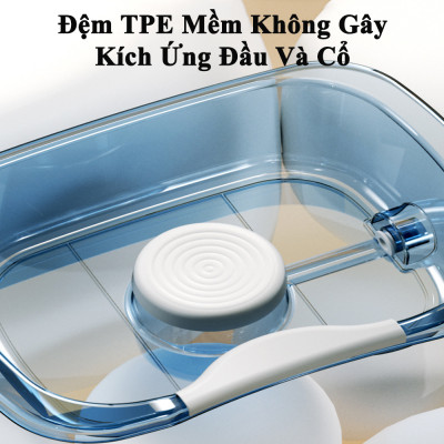 Chậu Gội Đầu Tại Giường KUNBE Dành Cho Người Bệnh, Người Già, Bà Bầu Và Trẻ Em, Bản Nâng Cấp Có Đệm Lót TPE Đầu Và Gáy, Ống Thoát Nước Đầu Cao Su Chống Rò Nước