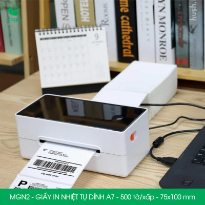 MGN2 - 75x100 mm - Combo 5 xấp 500 tờ giấy in nhiệt A7 tự dính - Giấy in đơn hàng, giấy in A7