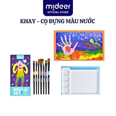 Cọ vẽ màu nước và khay đựng màu nước màu acrylic cho bé Mideer Paint Brush Set & Palette