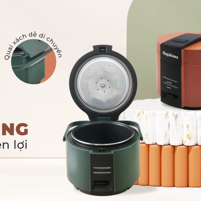 Nồi cơm điện Nagakawa NAG0143 - Dung tích 1.8L - Bảo hành 12 tháng - Hàng chính hãng