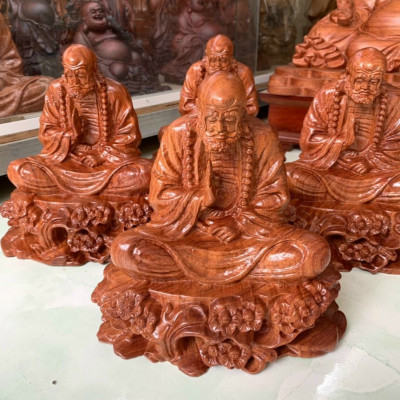 TƯỢNG ĐẠT MA SƯ TỔ BẰNG GỖ HƯƠNG ĐÁ KT 15×15×9CM