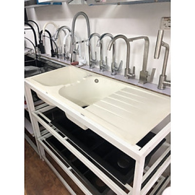 CHẬU RỬA BÁT BÀN ĐÁ TRẮNG SỮA NHẬP KHẨU 115x48 cm - GROVES