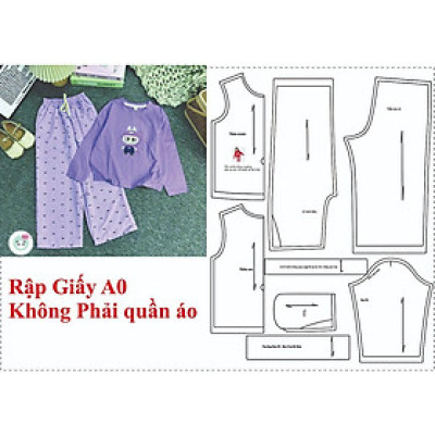 Rập Giấy bộ quần suông áo thun tay dài mã R42