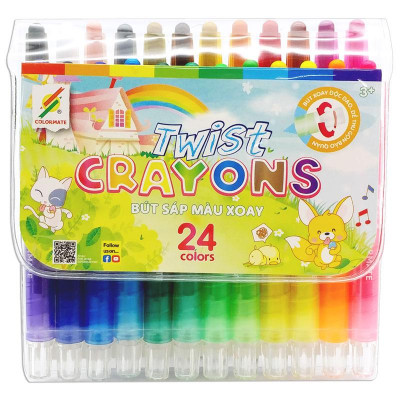 Bộ Bút Sáp Vặn - Colormate 112861 (24 Màu)