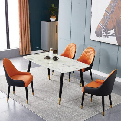 Bộ bàn ghế phòng ăn Tundo mặt đá cẩm thạch kèm 4 ghế