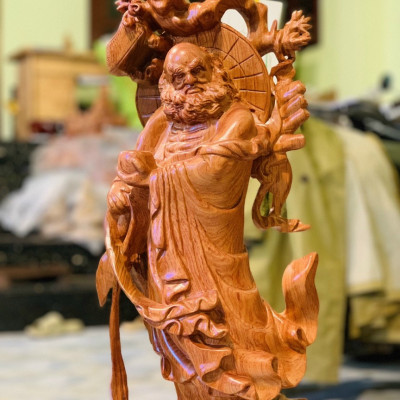 Tượng đạt ma sư tổ bằng gỗ hương đá cao 80cm 