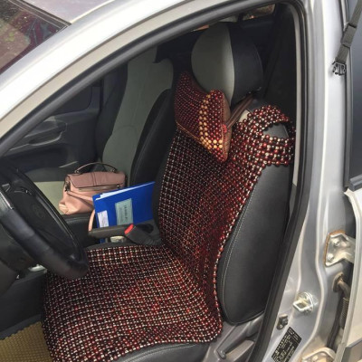 Đệm Khoác Ghế Ô Tô Cao Cấp Hạt Gỗ Trắc 1,2cm hạt chọn kỹ đan thợ thủ công (hình thật ) - Lót ghế gỗ , Nệm ghế khoác vai ô tô mùa hè 