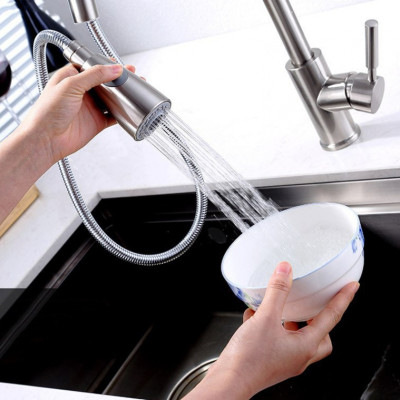 Vòi Nước Rửa Chén Nóng Lạnh Dây Rút Inox 304 Mờ Độ 003