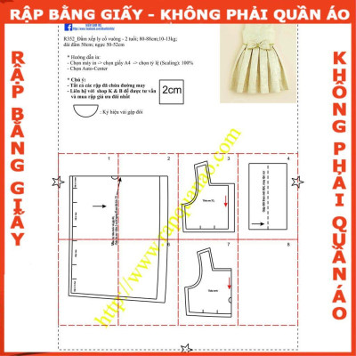 Rậpgiấy A0 đầm xếp ly cổ vuông  mã R352 (BẢN VẼ)