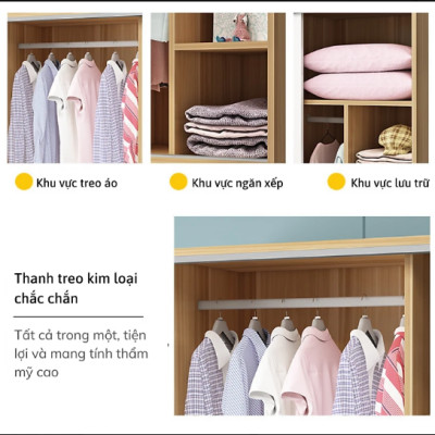 [Kèm Ảnh Thực Tế - Miễn phí vận chuyển & Lắp đặt] Tủ Quần Áo 2 Cánh Cửa Mini Đa Dụng OHAHA MN002 - Kiểu Nội Thất Lắp Ráp