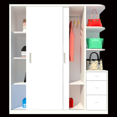 [Miễn phí vận chuyển & lắp đặt tại TP.HCM] Tủ quần áo gỗ cao cấp phong cách Bắc Âu thiết kế 2 cánh cừa lùa thông minh tích hợp nhiều hộc kệ Ohaha - CL003 - Màu C/Màu Trắng