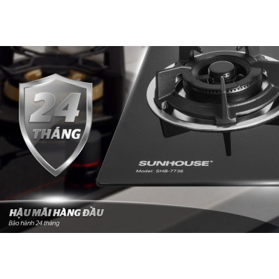 Bếp gas âm kính SUNHOUSE SHB7736, Mặt kính cường lực siêu bền, Có cảm biến tự động ngắt gas, Hàng chính hãng - Bảo hành 24 tháng tại nhà
