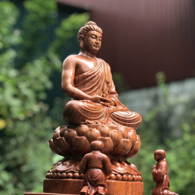 Tượng phật adi đà bằng gỗ hương đá kt 50×26×26cm