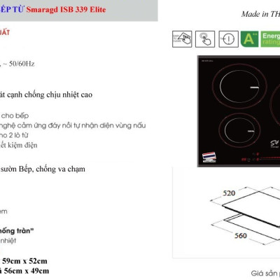 BẾP TỪ SMARAGD ISB-339 ELITE MADE THÁI LAN (hàng chính hãng)