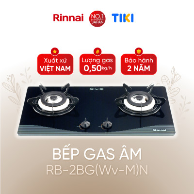 Bếp gas âm Rinnai RVB-2BG(Wv-M)N mặt bếp kính và kiềng bếp men - Hàng chính hãng.