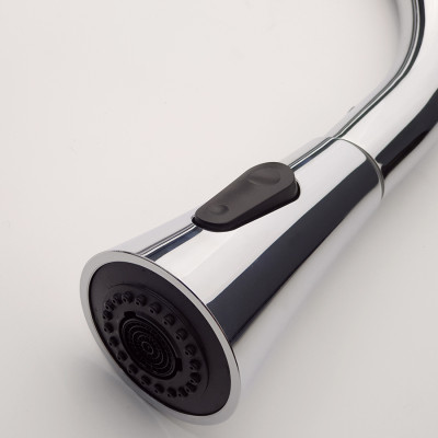 Vòi Rửa Chén Nóng Lạnh Dây Kéo Đồng Mạ Chrome Eurolife EL-KM05 (Trắng bạc)