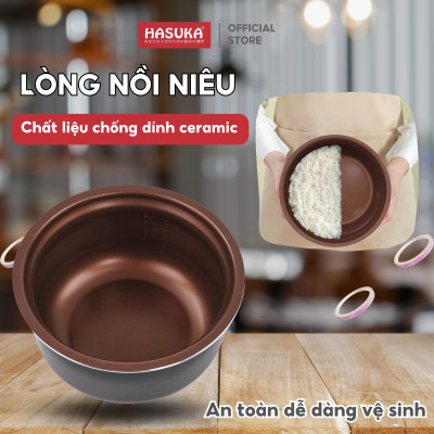 Nồi cơm điện mini HASUKA HSK-801 dung tích 1L, công suất 400W, thiết kế đơn giản hiện đại- Hàng chính hãng (BH 12 tháng)