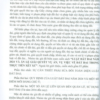 Luật Đất Đai Năm 2024 Và Án Lệ Giải Quyết Vụ Án, Vụ Việc Về Đất Đai Trong Thực Tiễn Xét Xử (Sách tham khảo) - PGS.TS. Nguyễn Thị Ngọc Hoa (Chủ biên)