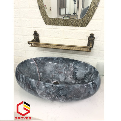 CHẬU LAVABO HÌNH ELIP VÂN ĐÁ nhập khẩu cao cấp GRVL 062F