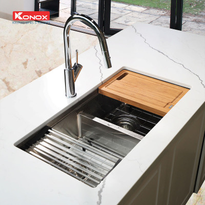 Vòi rửa bát dây rút Konox, Model Ponte Nickel, 4 phiên bản màu, Bề mặt mạ PVD 5 lớp cao cấp, Lõi đồng tiêu chuẩn CW617N, Linh kiện phụ trợ dòng chảy nhập khẩu châu Âu, Bảo hành chính hãng 5 năm, Hàng chính hãng