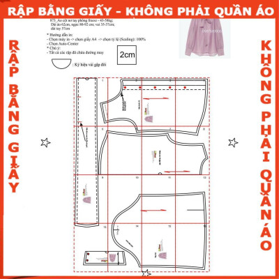 Rập áo sơ mi Freesize - Rập giấy A0 in màu mã 873 (BẢN VẼ)
