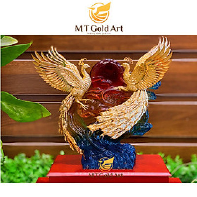 Tượng phượng hoàng dát vàng 24k(19x27x34cm) MT Gold Art- Hàng chính hãng, trang trí nhà cửa, phòng làm việc, quà tặng sếp, đối tác, khách hàng, tân gia, khai trương 