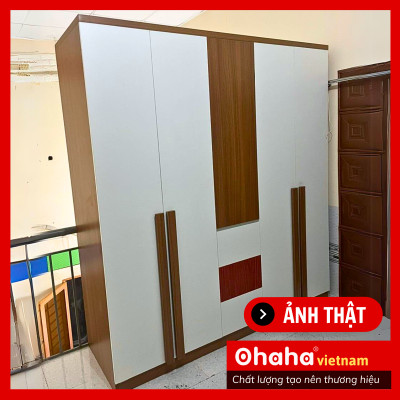 [Kèm Ảnh Thực Tế - Miễn phí vận chuyển & Lắp đặt] TỦ QUẦN ÁO GỖ CÔNG NGHIỆP CAO CẤP 5 CÁNH OHAHA - TQA039