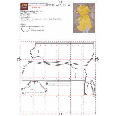Rập giấy may đầm sơ mi mã 1674