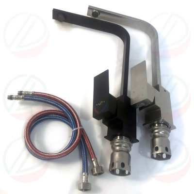 Combo Chậu Kèm Vòi Rửa Chén Bát Inox Kazta CB10048H - Chậu có hố rác đủ xi phông, vòi thân vuông, khay cài dao thớt, vòi hút xà phòng, rổ rút gác chậu