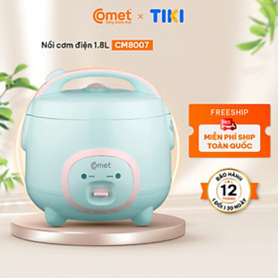 Nồi cơm điện nắp gài Comet CM8007 dung tích 1.8L – Công suất 700W, lòng nồi chống dính, dễ vệ sinh - Hàng chính hãng