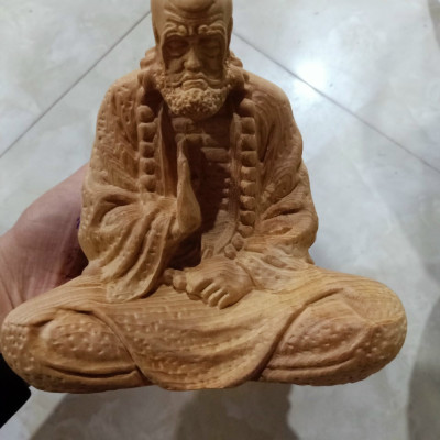 Tượng đạt ma sư tổ bằng gỗ ngọc am kt 15×15×9cm