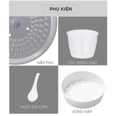 Nồi cơm điện Cuckoo 1.8L CR-1095 màu trắng- Công nghệ nhiệt 3D - bản quốc tế tiếng Anh - Hàng chính hãng CuckooVina
