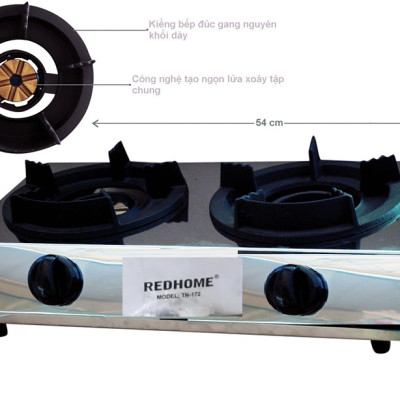 Bếp Khè Gas 2 Lò Bán Công Nghiệp REDHOME - Hàng Chính Hãng