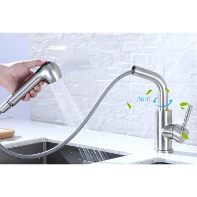 Vòi bếp nóng lạnh siêu cấp kiêm đầu xịt SUS304 + 2 dây cấp