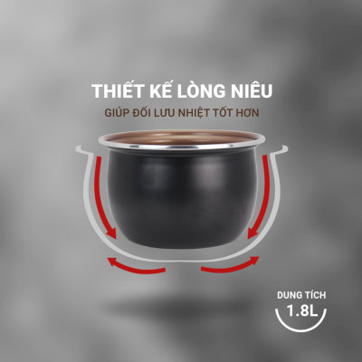 Nồi cơm điện cao cấp Kalpen R7 dung tích 1.8L công suất 700W - Hàng chính hãng