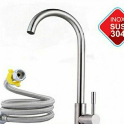 Combo chậu chén inox 201 một hộc (40x50) + vòi rửa chén inox 304 lạnh