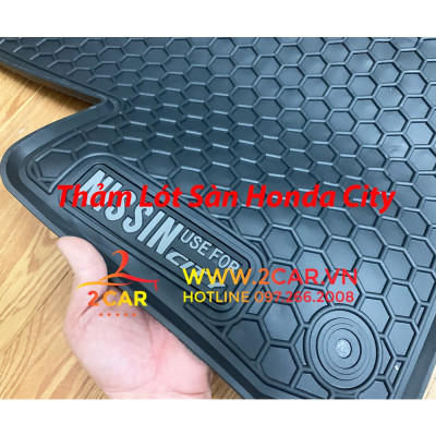 Thảm Lót sàn City 2021, 2022 Thảm sàn Honda City 2021, 2022 Cao su đúc theo xe cao cấp, Mẫu Mới Nissin tổ ong chữ trắng