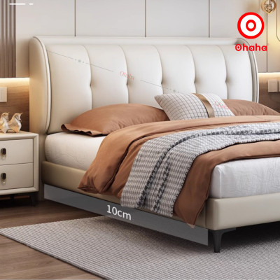 [Miễn phí vận chuyển & Lắp đặt] Giường ngủ bọc da cỡ lớn kết hợp gỗ cao cấp chống ẩm có kèm tab đầu giường - GN025